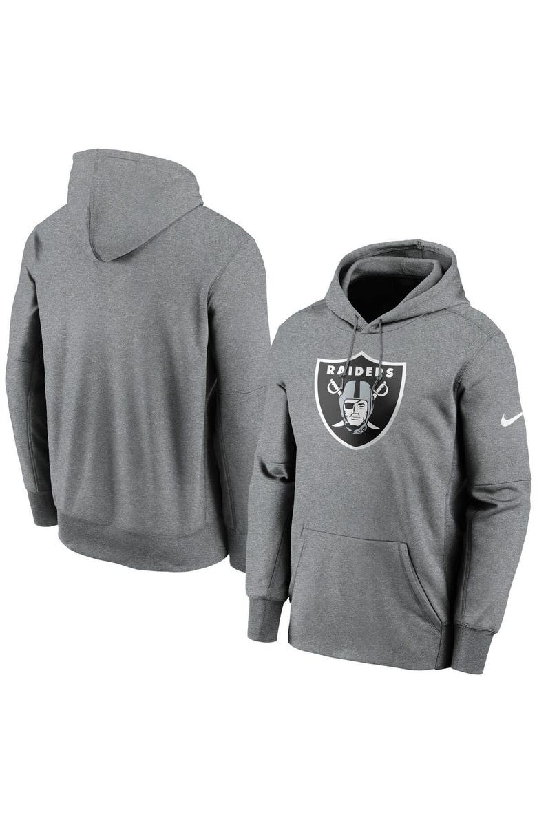 Nike Men's Nike Heathered Charcoal Las Vegas Raiders Fan Gear Primary Logo Therma Performance Pullover Hoodie, Main, color,