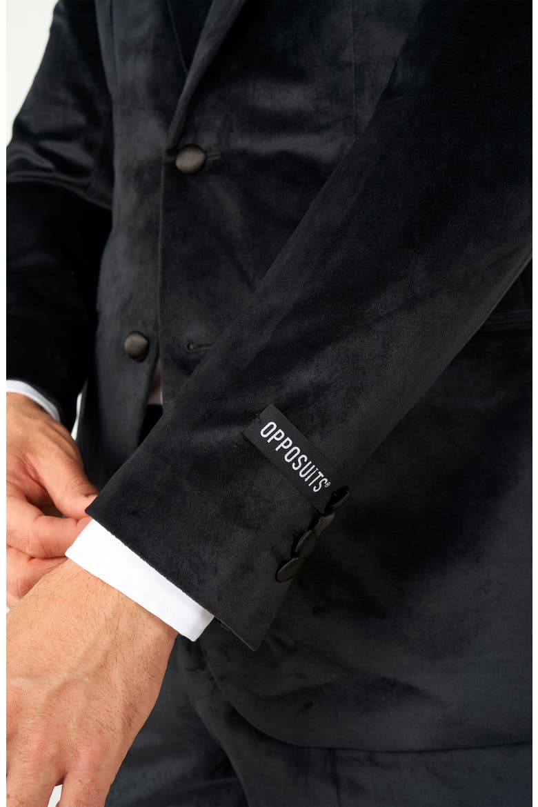 Midnight Black Velvet Tuxedo & Bow Tie Set, Alternate, color, BLACK