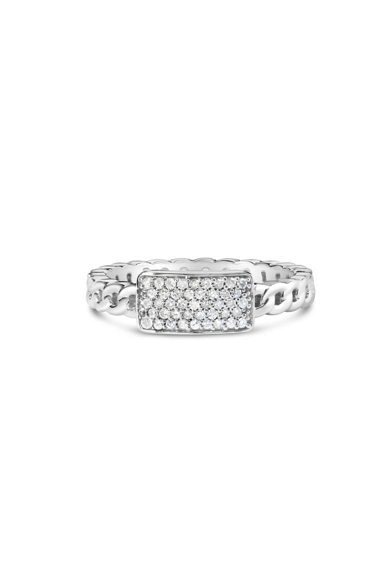 Silver 1/5 Cttw Diamond ID and Cuban Link Band Ring, Main, color, Silver