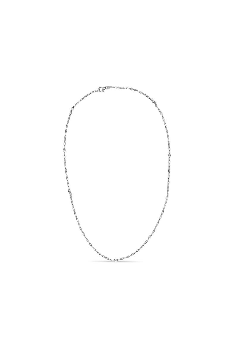 14K White Gold Bezel Set 1.00 Cttw Diamond 11 Station Necklace, Main, color, White