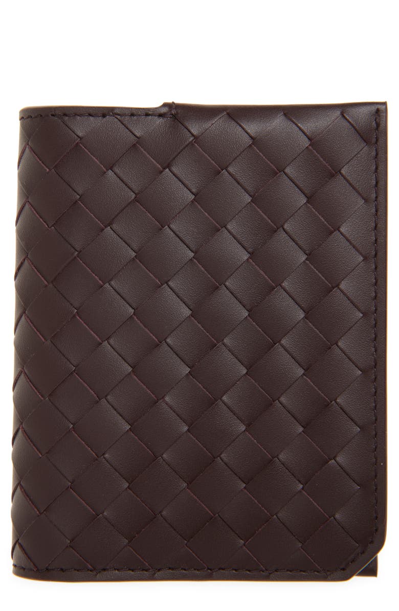 Bottega Veneta Piccolo Intrecciato Leather Bifold Wallet, Main, color, 2263 Dark Barolo/ Silver