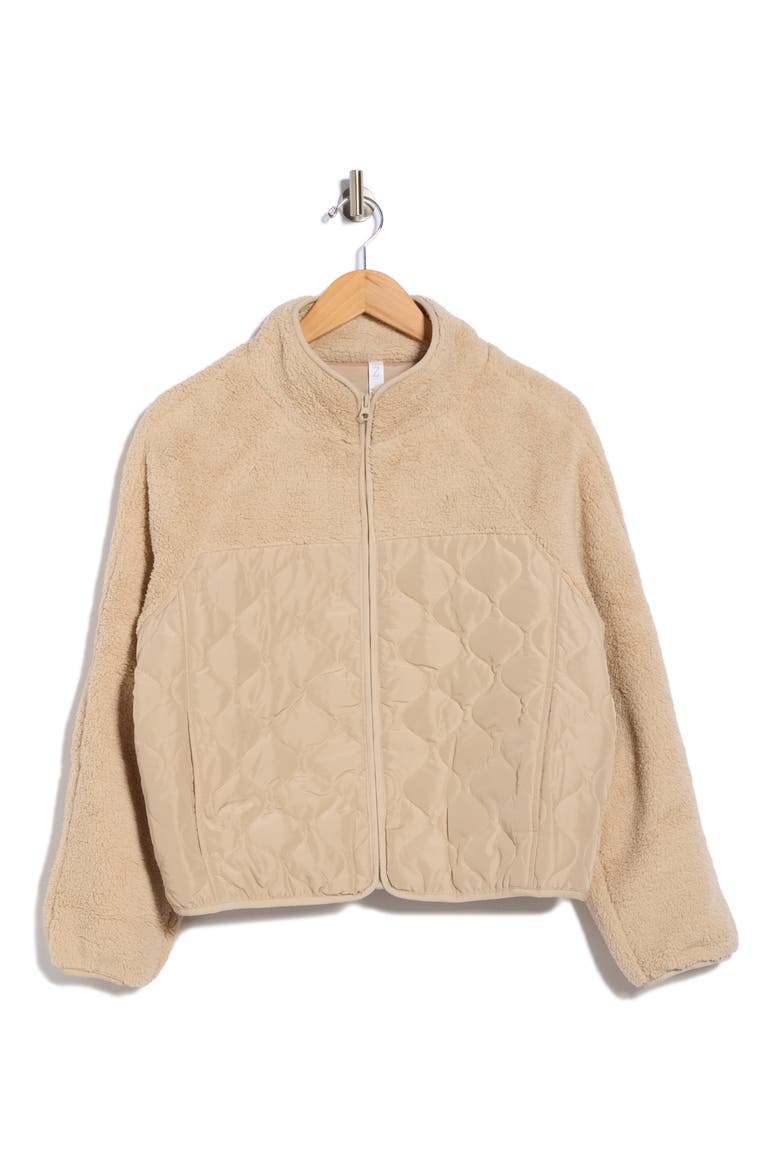 Faux Shearling Mixed Media Jacket, Alternate, color, TAN OXFORD