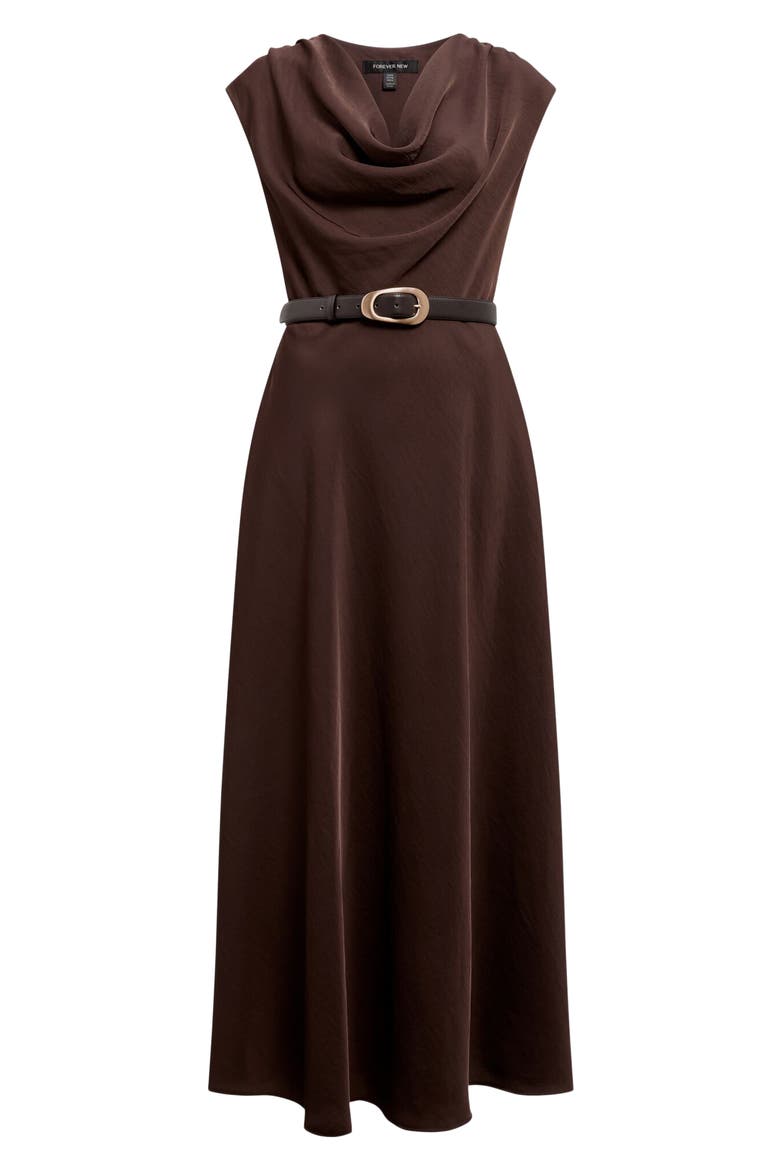 Estelle Belted Cowl Neck Maxi Dress, Alternate, color, CHOCOLATE