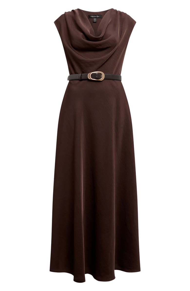 Ever New Estelle Belted Cowl Neck Maxi Dress, Alternate, color, Chocolate