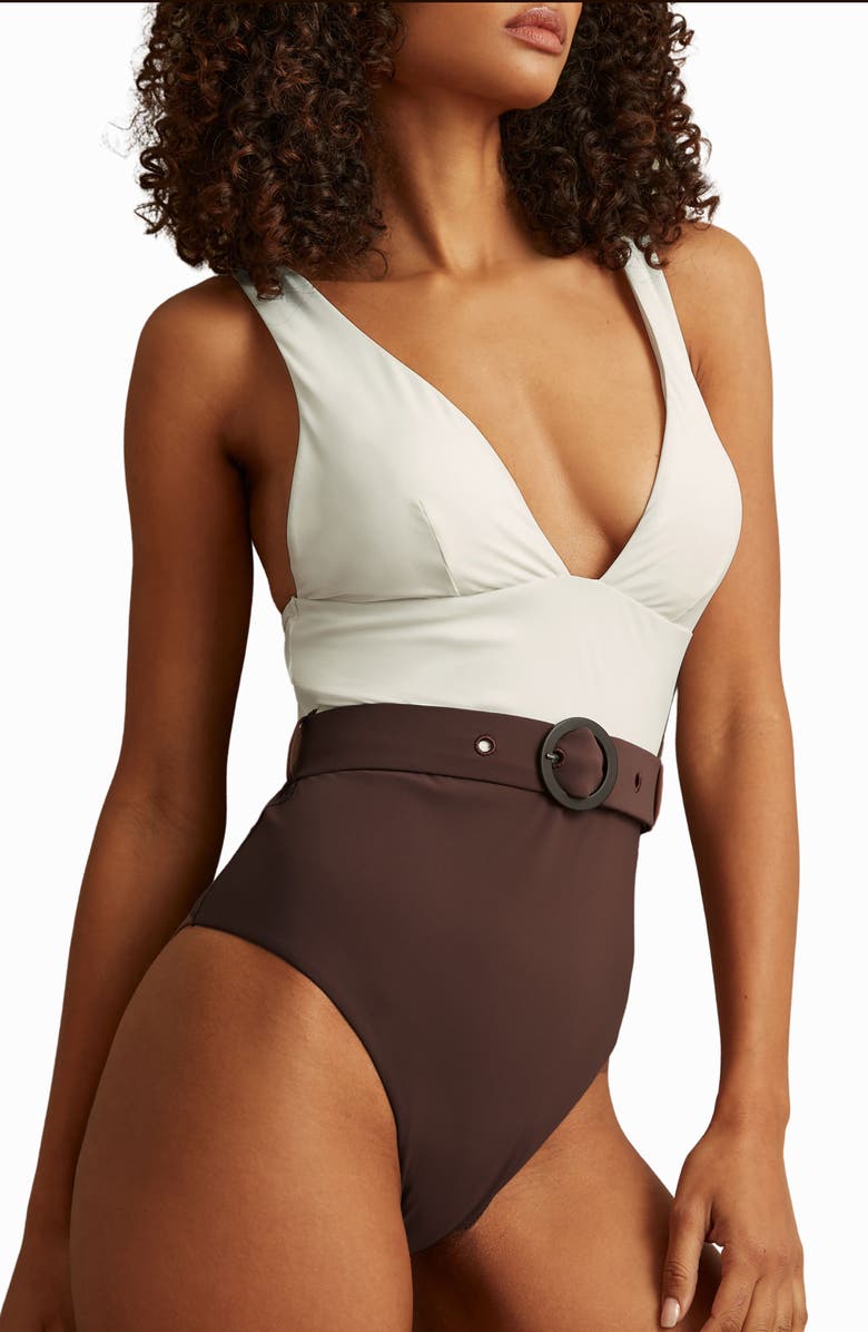 Reiss Lola Belted One-Piece Swimsuit, Main, color, 