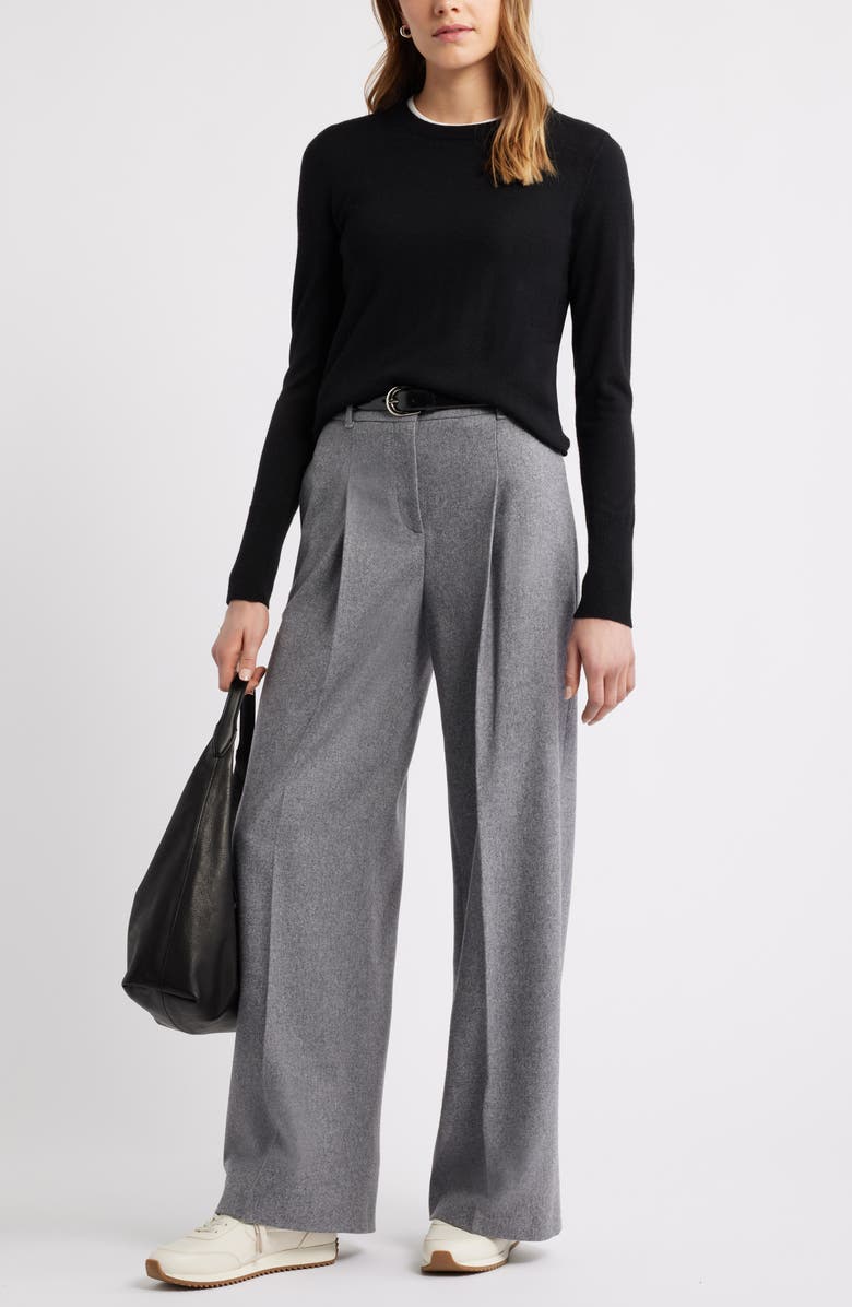 Caslon<sup>®</sup> Merino Wool Blend Crewneck Sweater, Alternate, color, Black