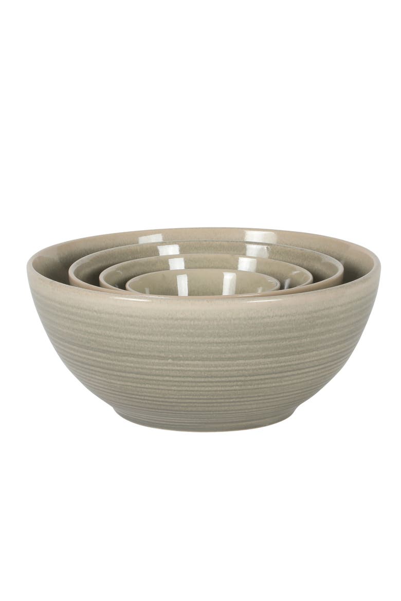 Maple Grove 4 Piece Stoneware Nesting Bowl Set, Alternate, color, Grey