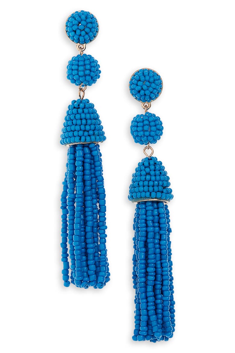 Granita Beaded Tassel Earrings, Main, color, COBALT
