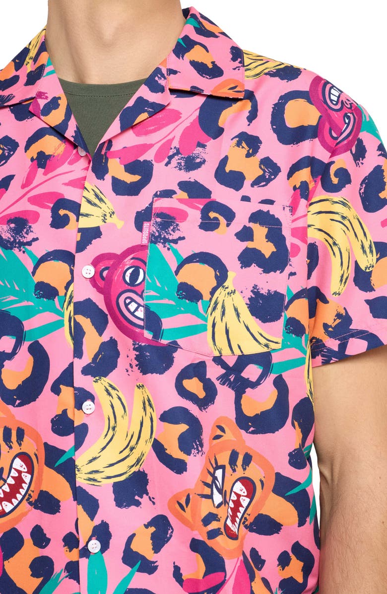 OppoSuits Leopard Spot Camp Shirt & Drawstring Shorts Set, Alternate, color, Pink