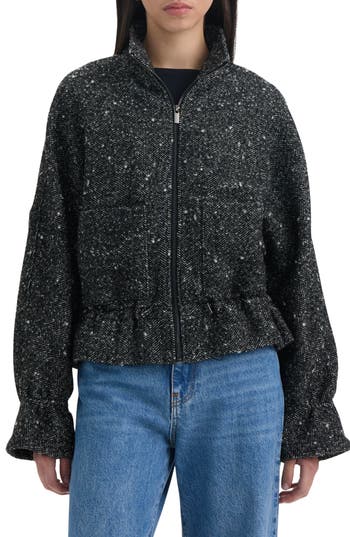 Nvlt Peplum Waist Dolman Jacket In Animal Print