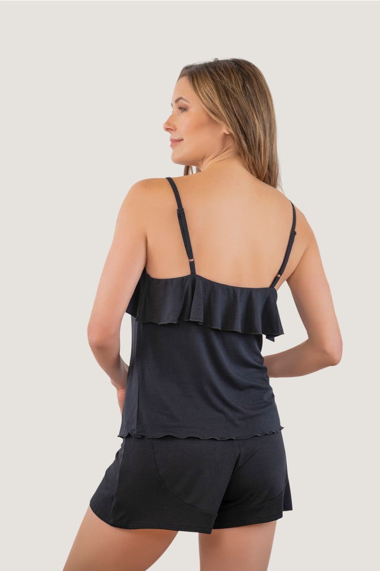 Frill Seeker Ruffle Lounge Top, Alternate, color, Black