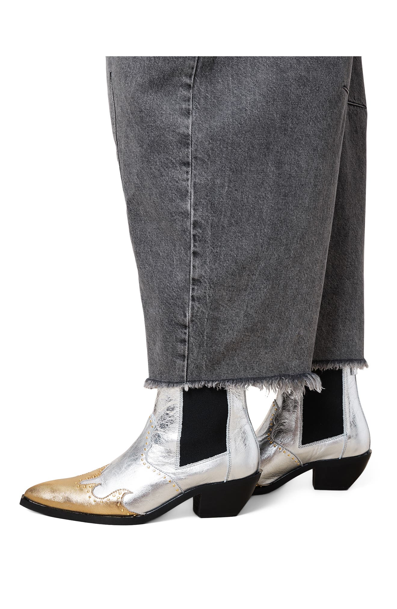 Denver Stud Western Boot, Alternate, color, SILVER/ GOLD