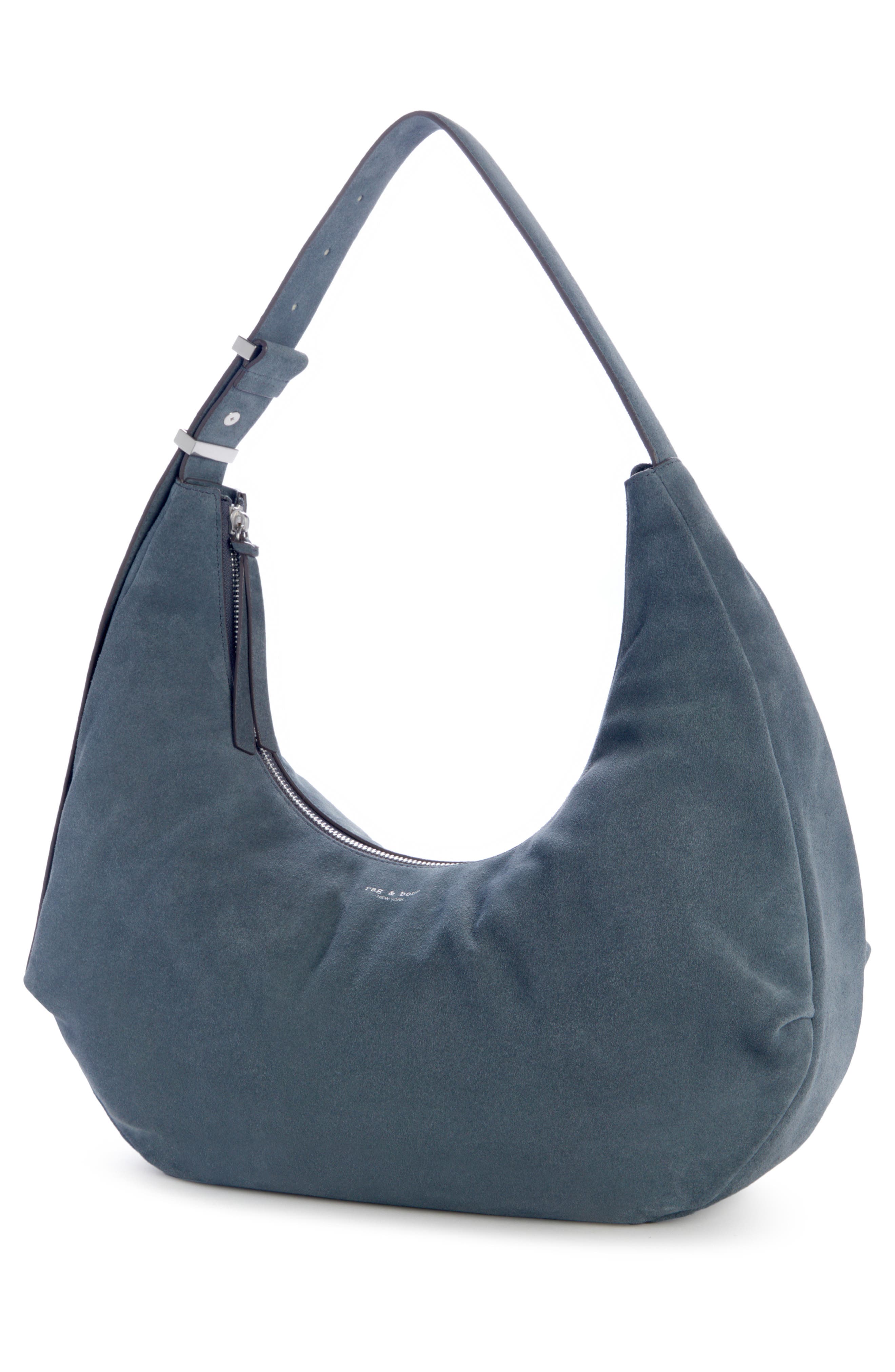 rag & bone Large Hudson Suede Hobo Bag, Alternate, color, Blue
