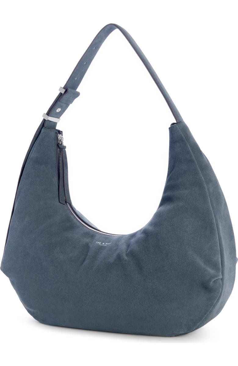 rag & bone Large Hudson Suede Hobo Bag, Alternate, color, Blue