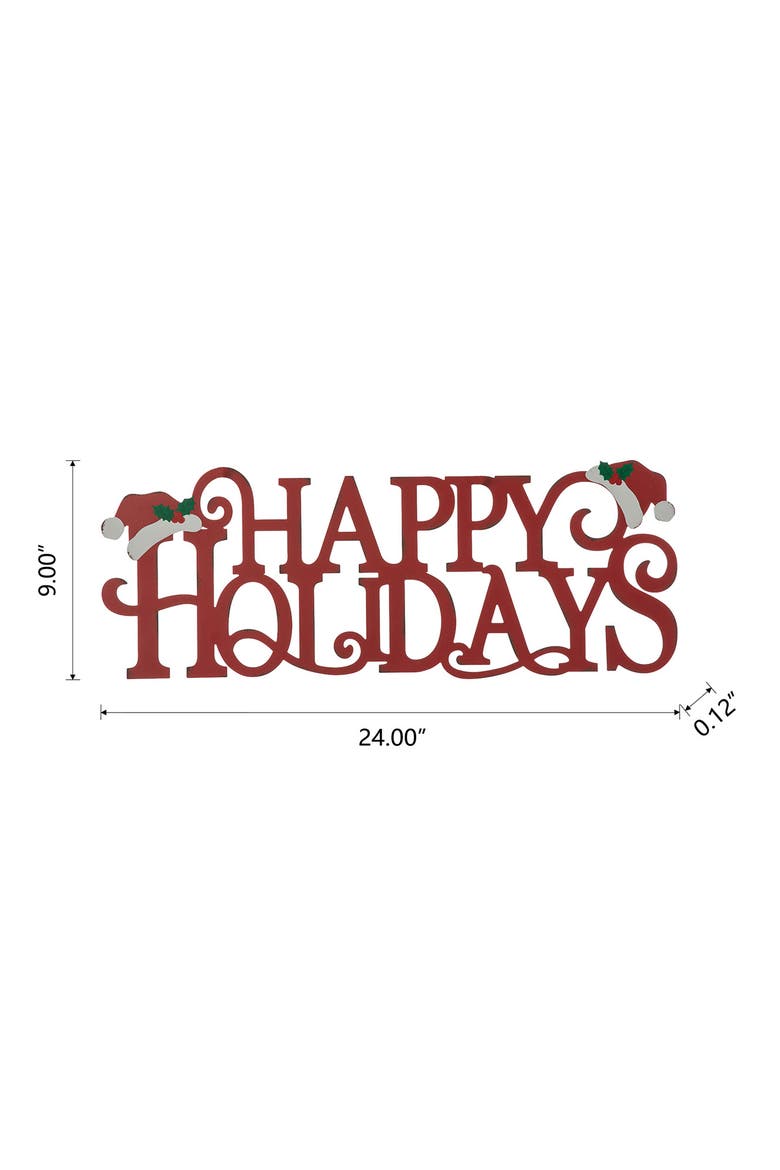 Metal MERRY CHRISTMAS or HAPPY HOLIDAYS Wall Decor, Alternate, color, Green