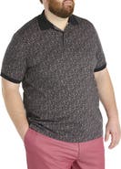 Harbor Bay by DXL Big & Tall Mini Floral Print Polo Shirt