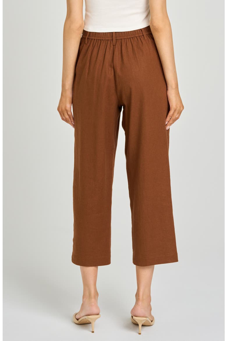 Stevie Linen Blend Crop Pants, Alternate, color, CHOCOLATE