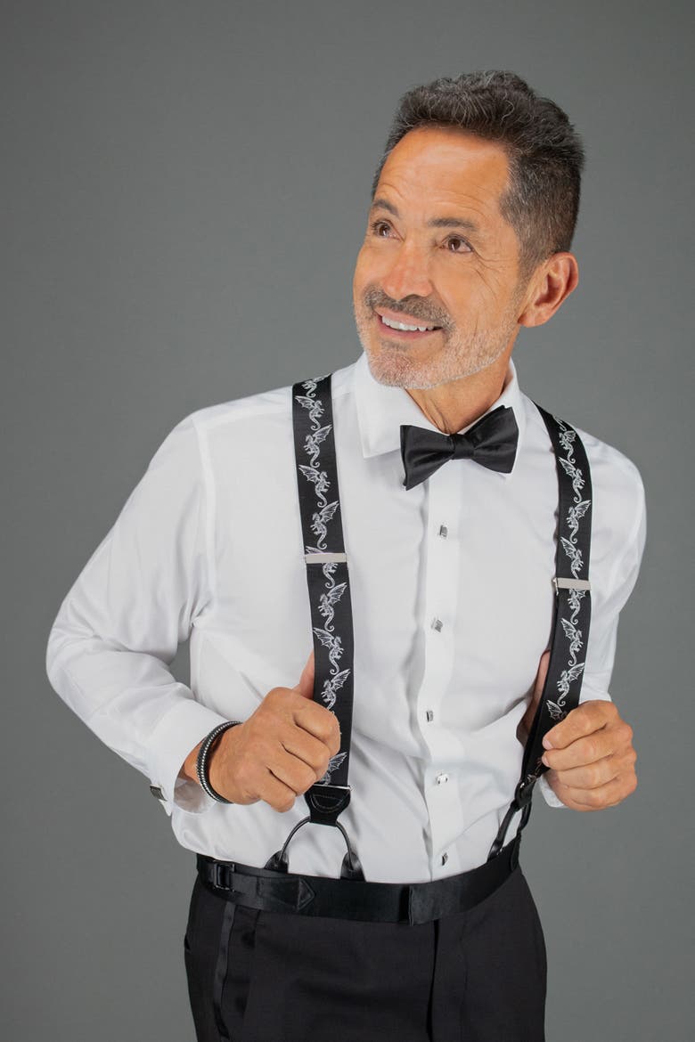 Guardian of Freedom  Dragon Silk Button End  Suspenders, Alternate, color, Black