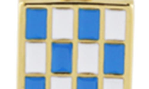 Rebl Gender Inclusive Checkered Pendant Necklace In Blue And White