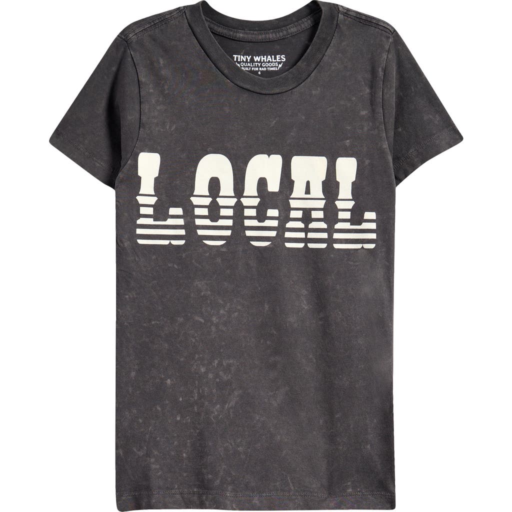 Shop Tiny Whales Kids' Local Cotton Graphic T-shirt In Black