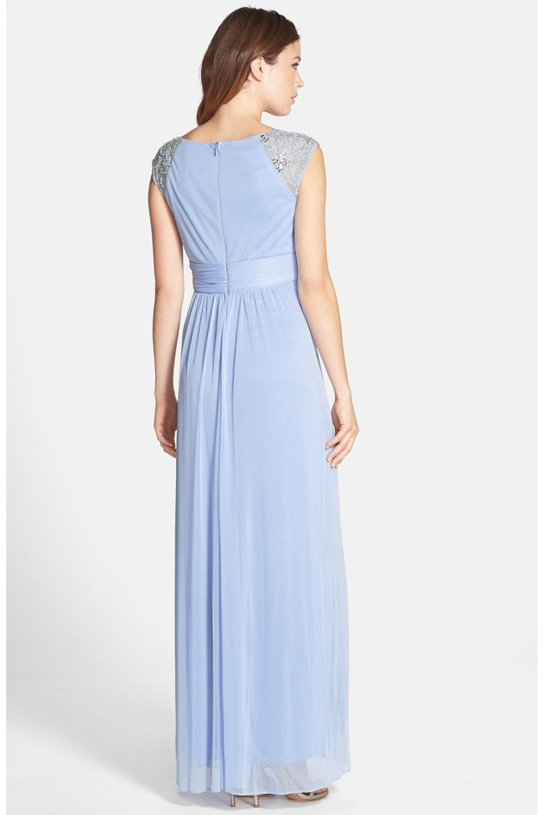 Embellished Ruched Chiffon Gown, Alternate, color, PERIWINKLE