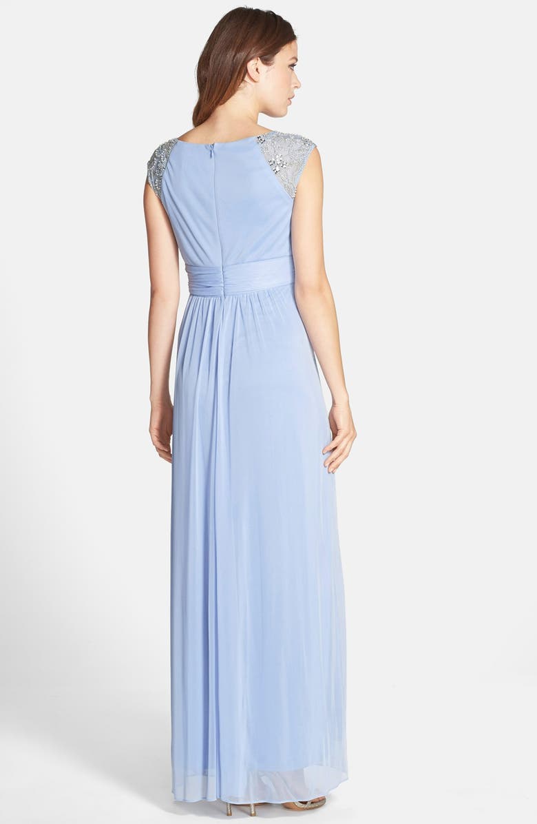 Patra Embellished Ruched Chiffon Gown, Alternate, color,