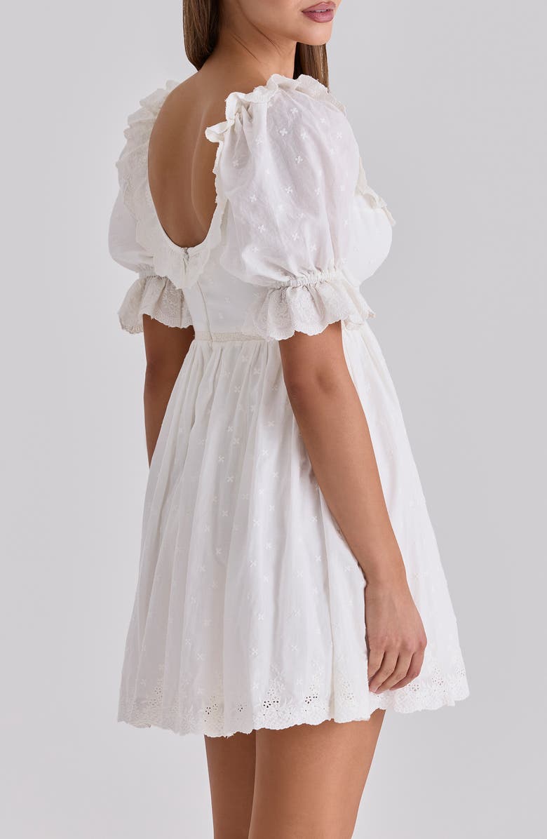 HOUSE OF CB Maisie Broderie Anglaise Cotton Babydoll Minidress, Alternate, color,