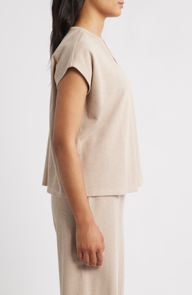 Eileen Fisher V-Neck Organic Cotton Crewneck T-Shirt, Alternate, color, Wheat