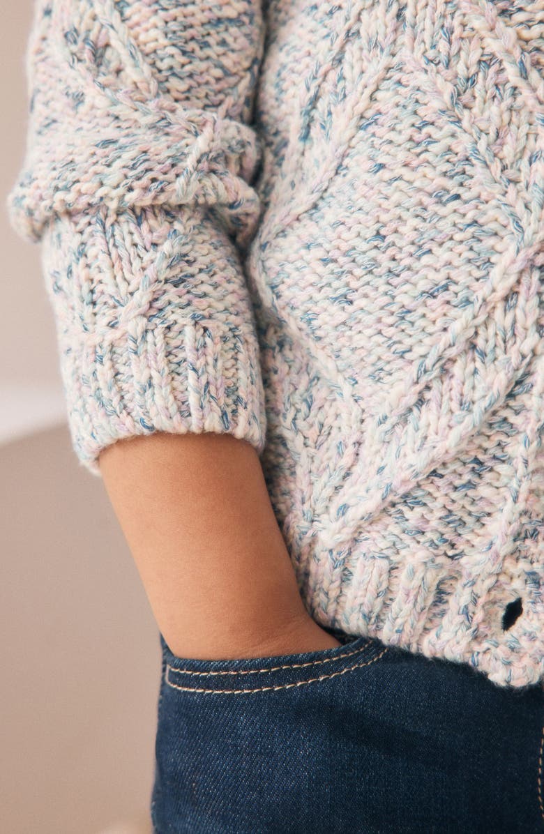 NEXT Kids' Diamond Chunky Knit Cardigan, Alternate, color, Blue