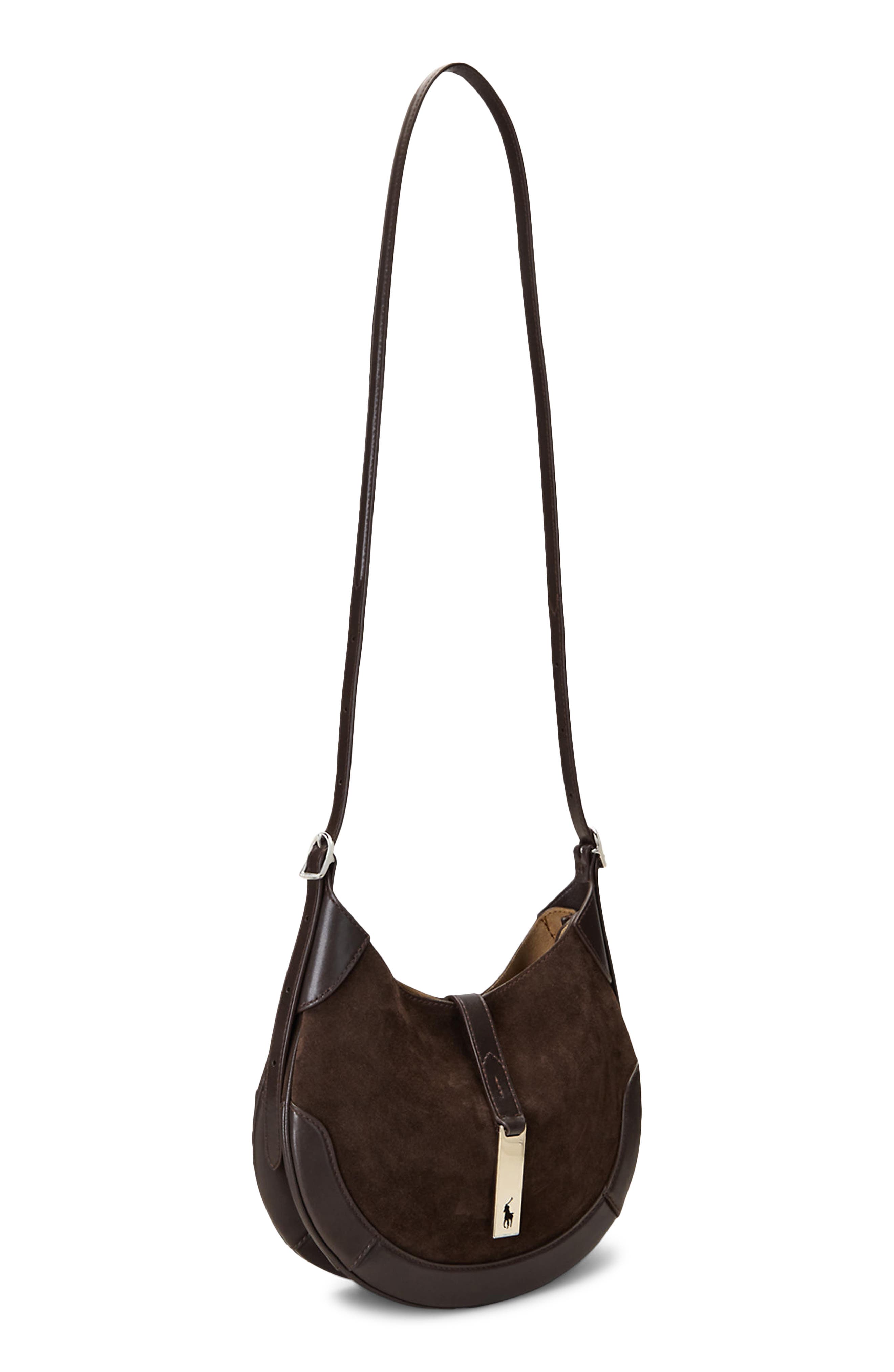 P ID Suede Hobo Bag, Alternate, color, BROWN