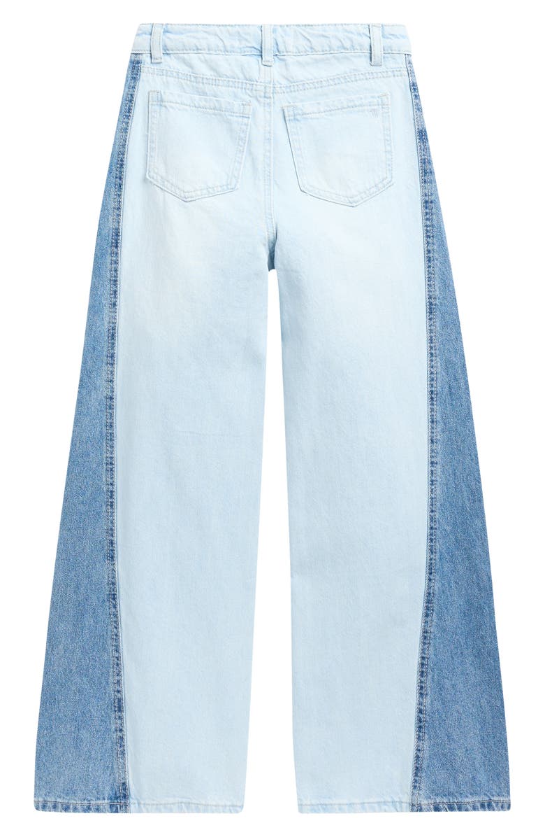 Tractr Kids' Two-Tone Panel Wide Leg Jeans, Alternate, color, Indigo