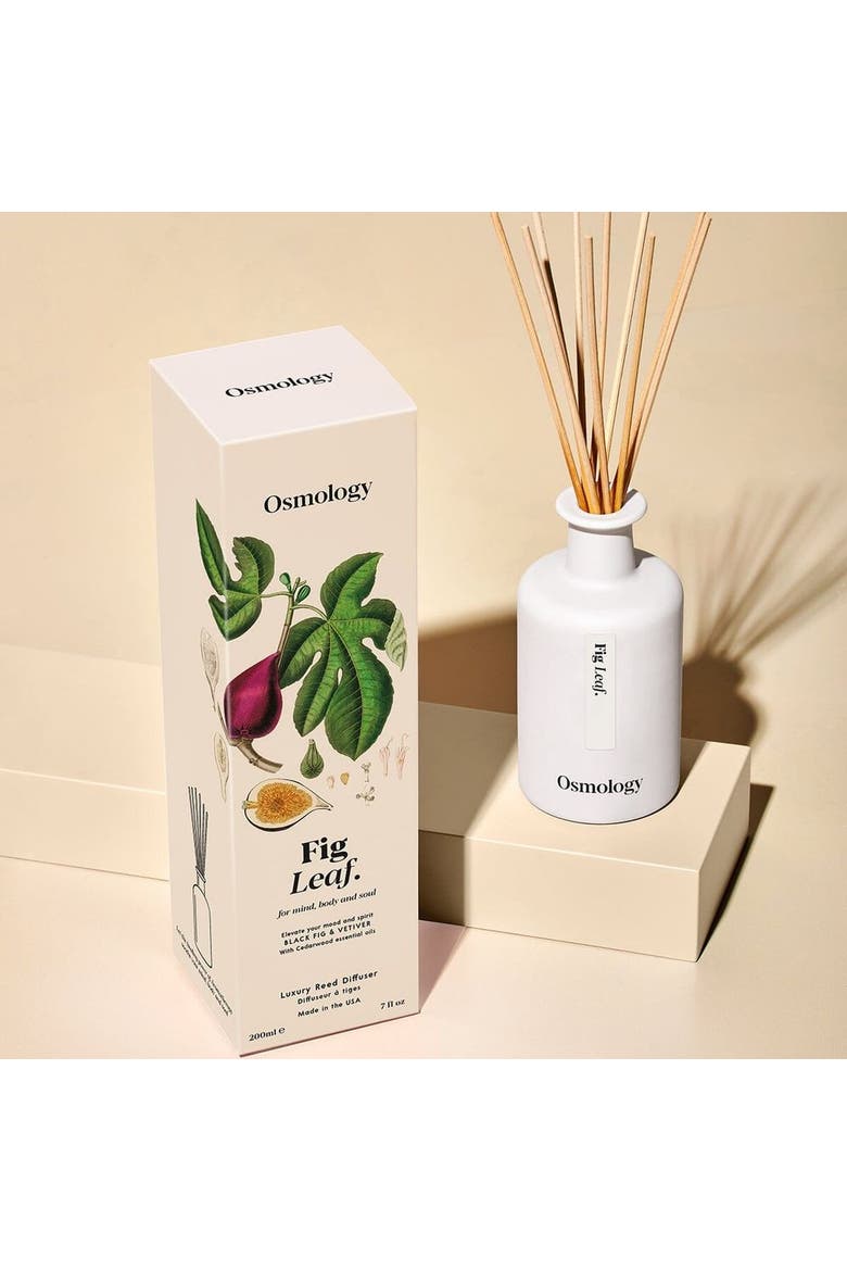 Fig Leaf Reed Diffuser - Black Fig Vetiver and Cedarwood, Alternate, color, white