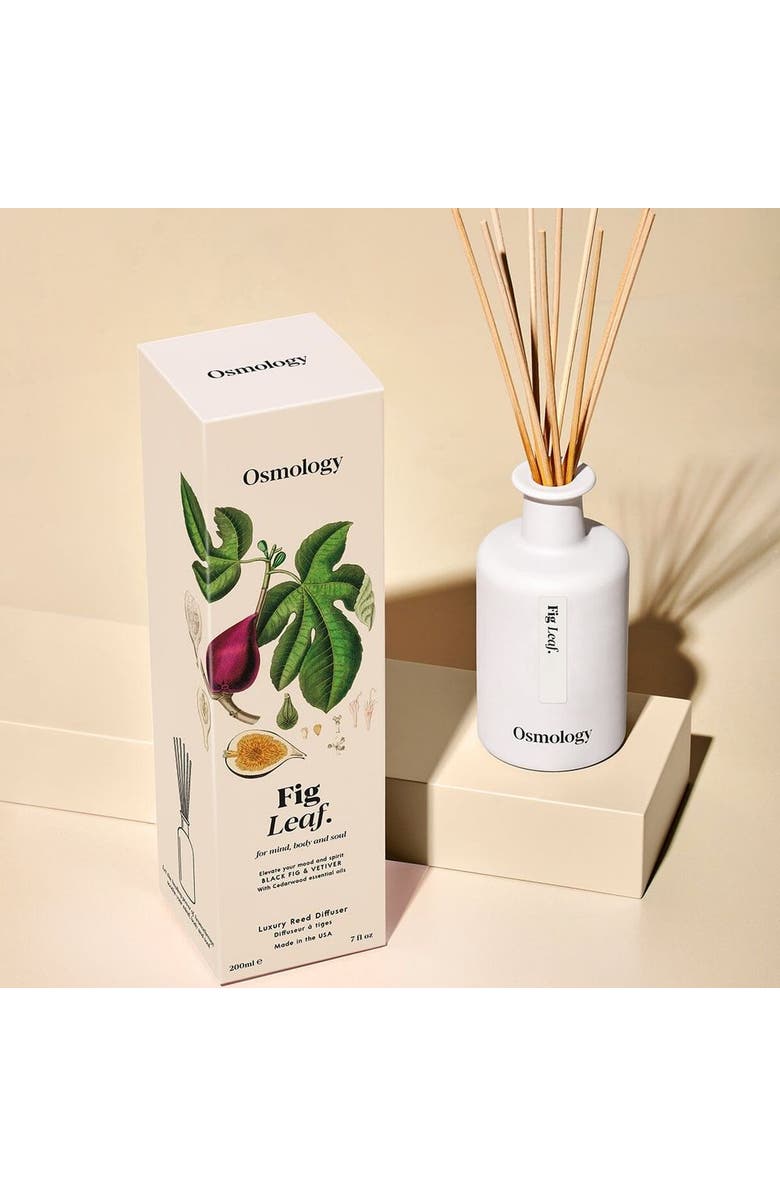Osmology Fig Leaf Reed Diffuser - Black Fig Vetiver and Cedarwood, Alternate, color, White