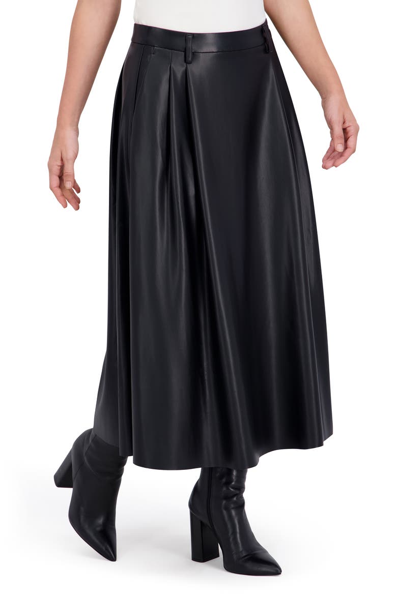 Supersoft Faux Leather Midi Skirt, Alternate, color, BLACK