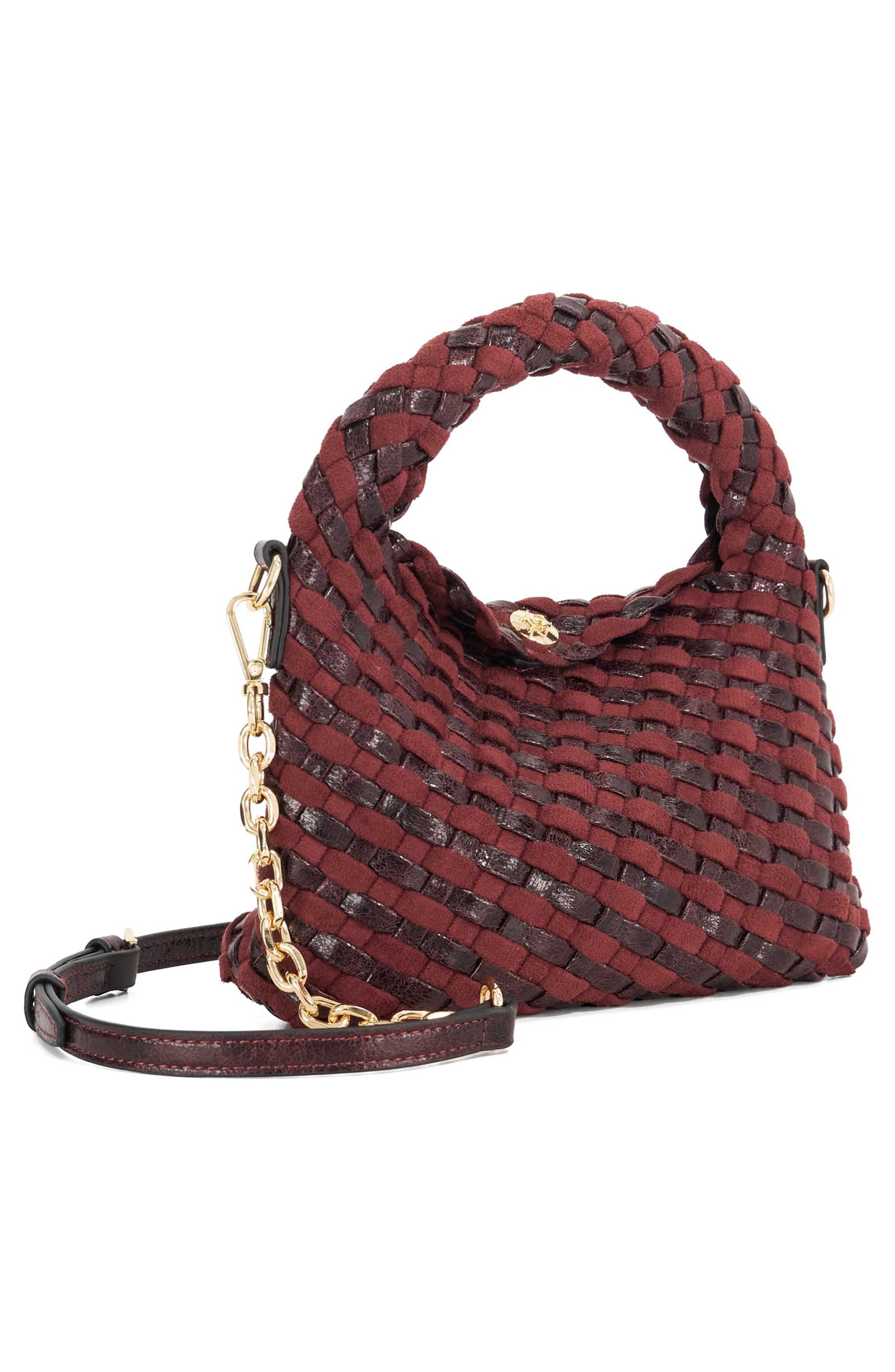 Dune London Dinkydeliberate Woven Top Handle Bag, Alternate, color, Purple/ Burgundy