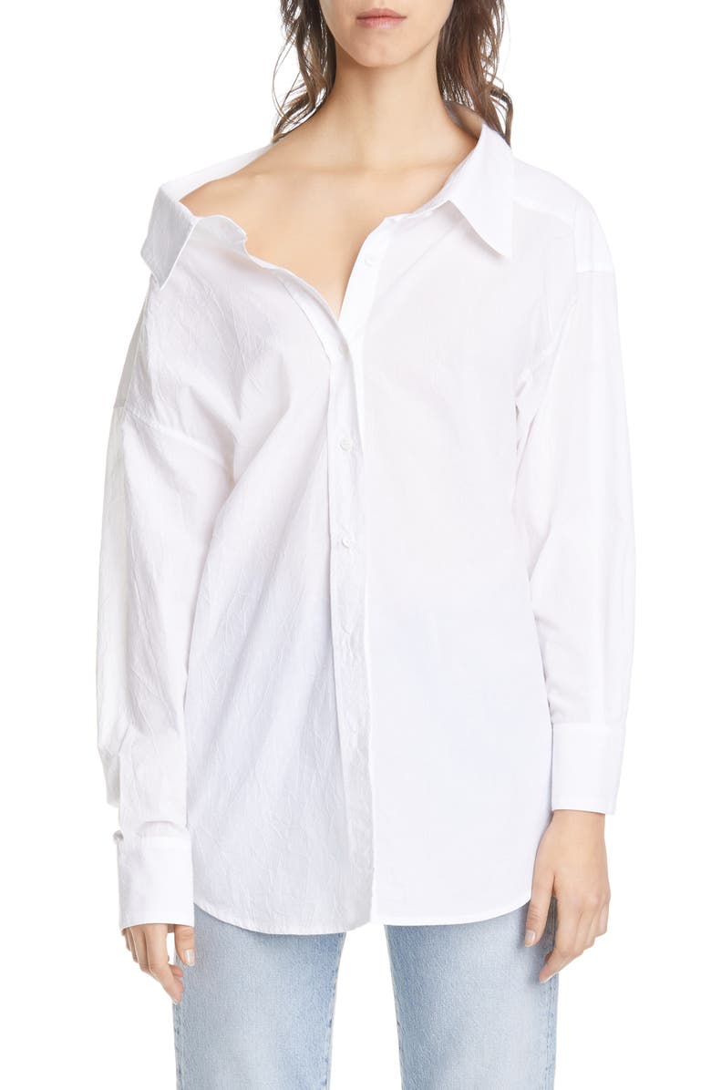 Simon Miller Tabor Off the Shoulder Cotton Poplin Shirt, Main, color, 