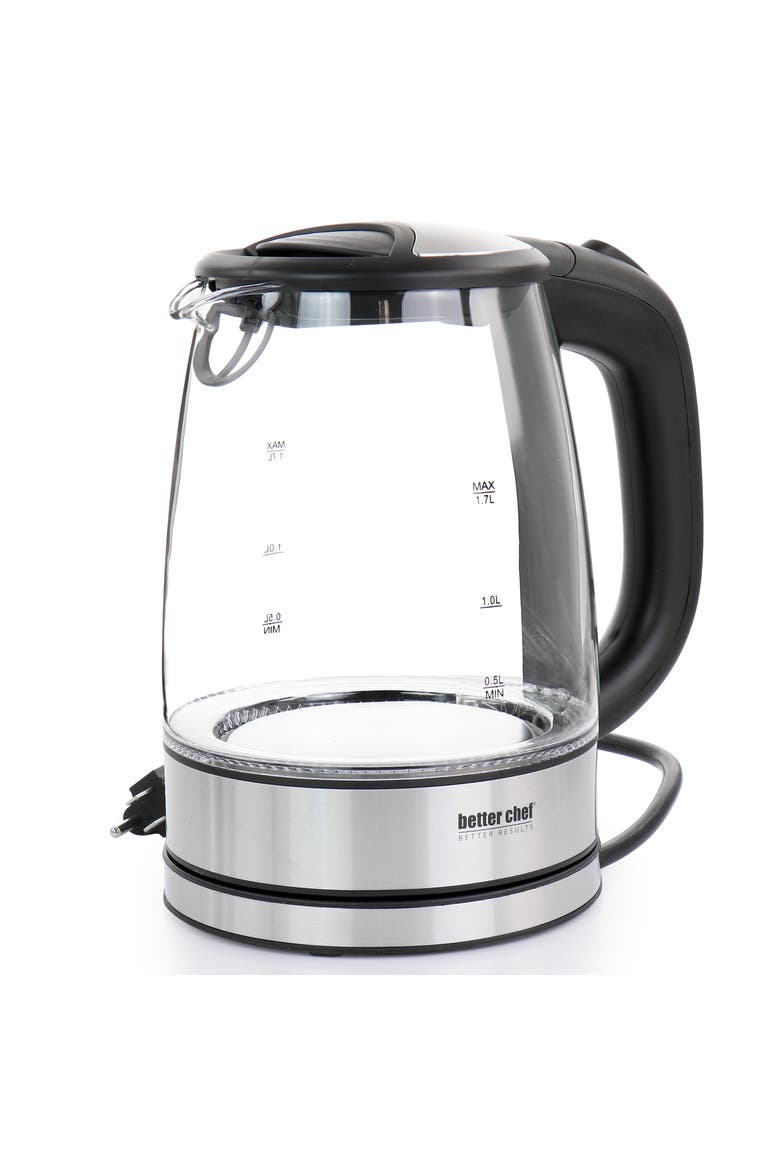 1.7 Liter 360 Degree Glass Cordless Electric Kettle, Alternate, color, Silver