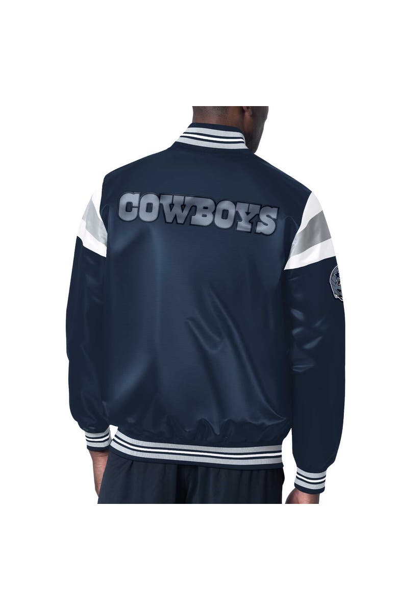 STARTER Men's Starter Navy Dallas Cowboys Satin Varsity Full-Snap Jacket, Alternate, color, 