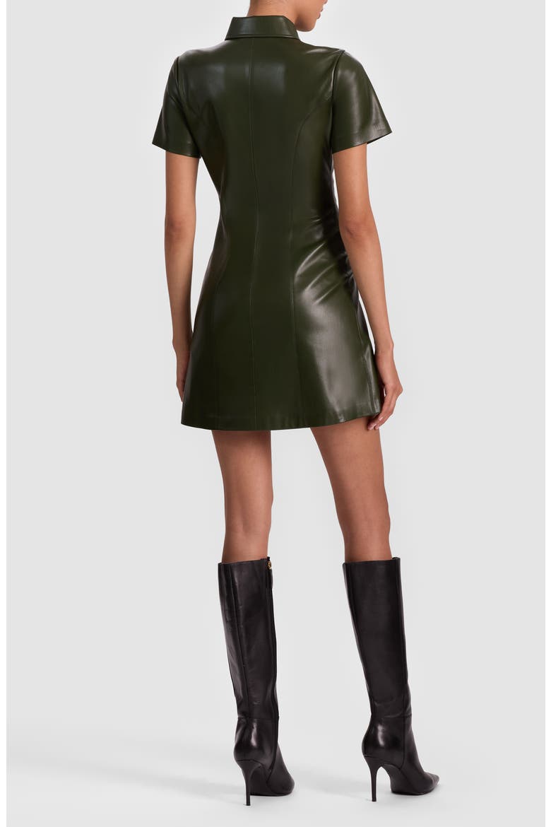 Jamie Faux Leather Mini Shirtdress, Alternate, color, DARK OLIVE