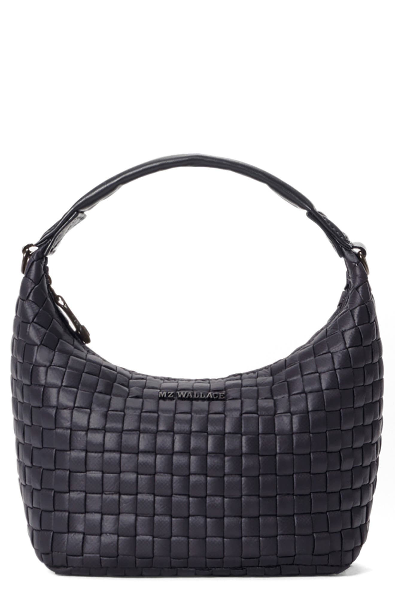 MZ Wallace Mini Woven Top Handle Hobo Bag, Main, color, Black