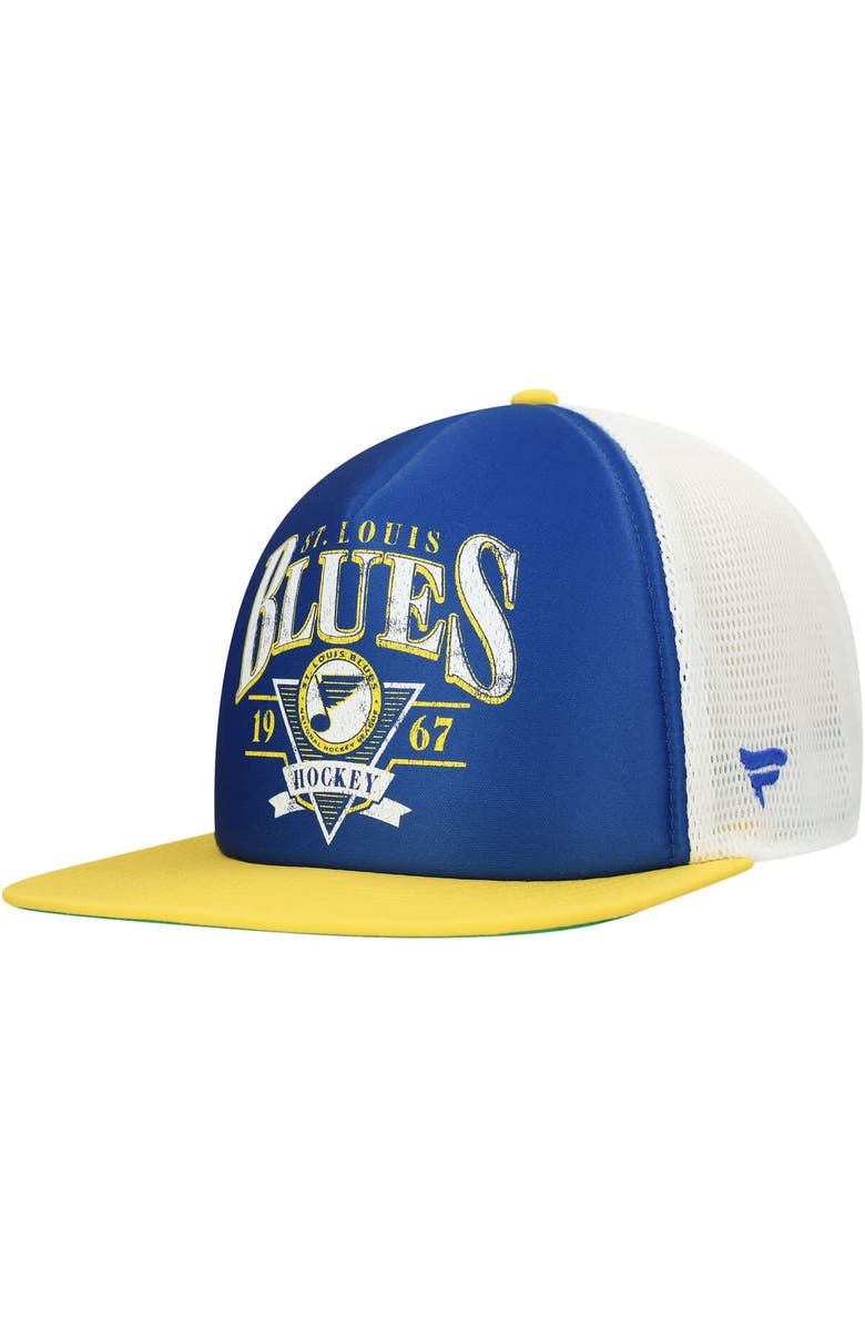 FANATICS Men's Fanatics Blue/Gold St. Louis Blues Classic Foam Adjustable Trucker Hat, Main, color, Blue