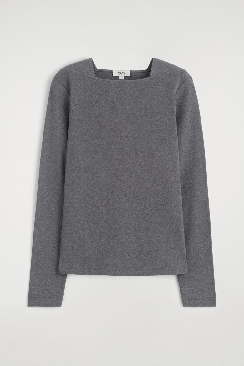 Cotton Jersey Long-sleeved Top, Alternate, color, DARK GRAY