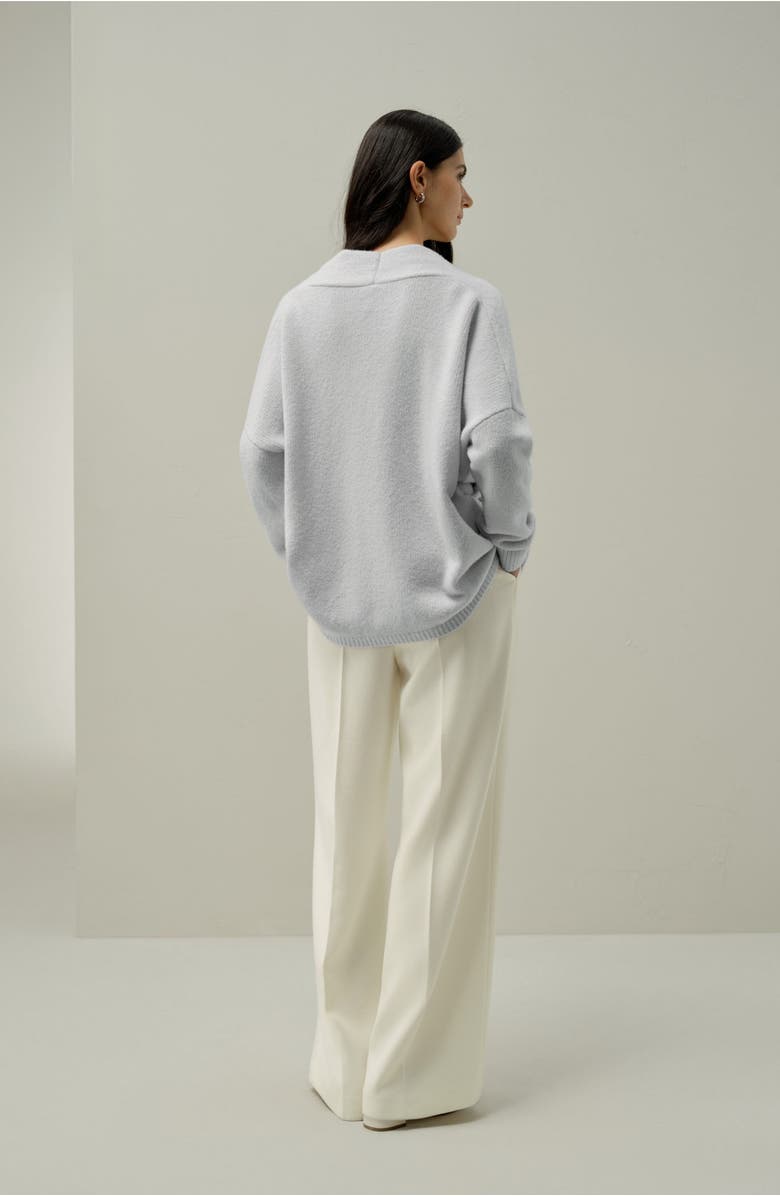 Lilysilk Bouclé Knit Silk-Cashmere Wrap Cardigan, Alternate, color, Ice