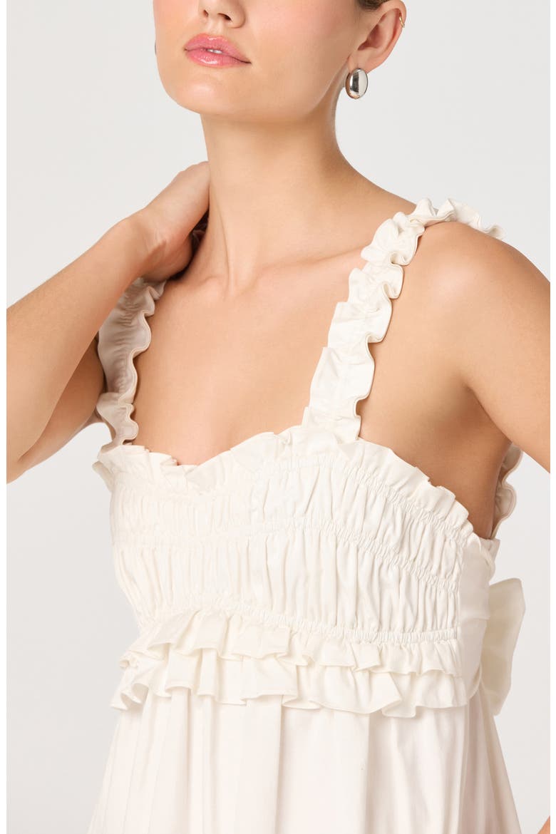 Orenthia Ruffle Strap Midi Dress, Alternate, color, OFF WHITE