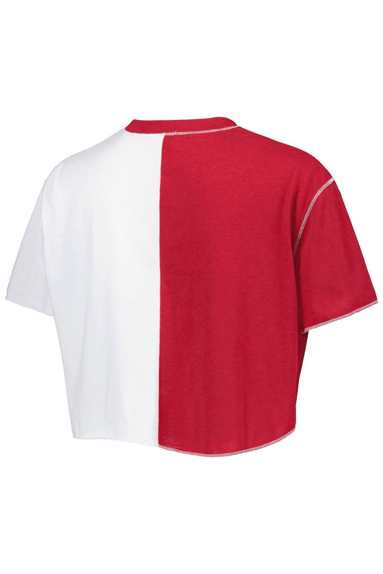 Women's ZooZatz Crimson/White Oklahoma Sooners Colorblock Cropped T-Shirt, Alternate, color, Crimson