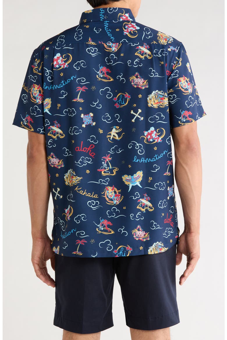 In4mation Short Sleeve Button-Down Shirt, Alternate, color, NAVY