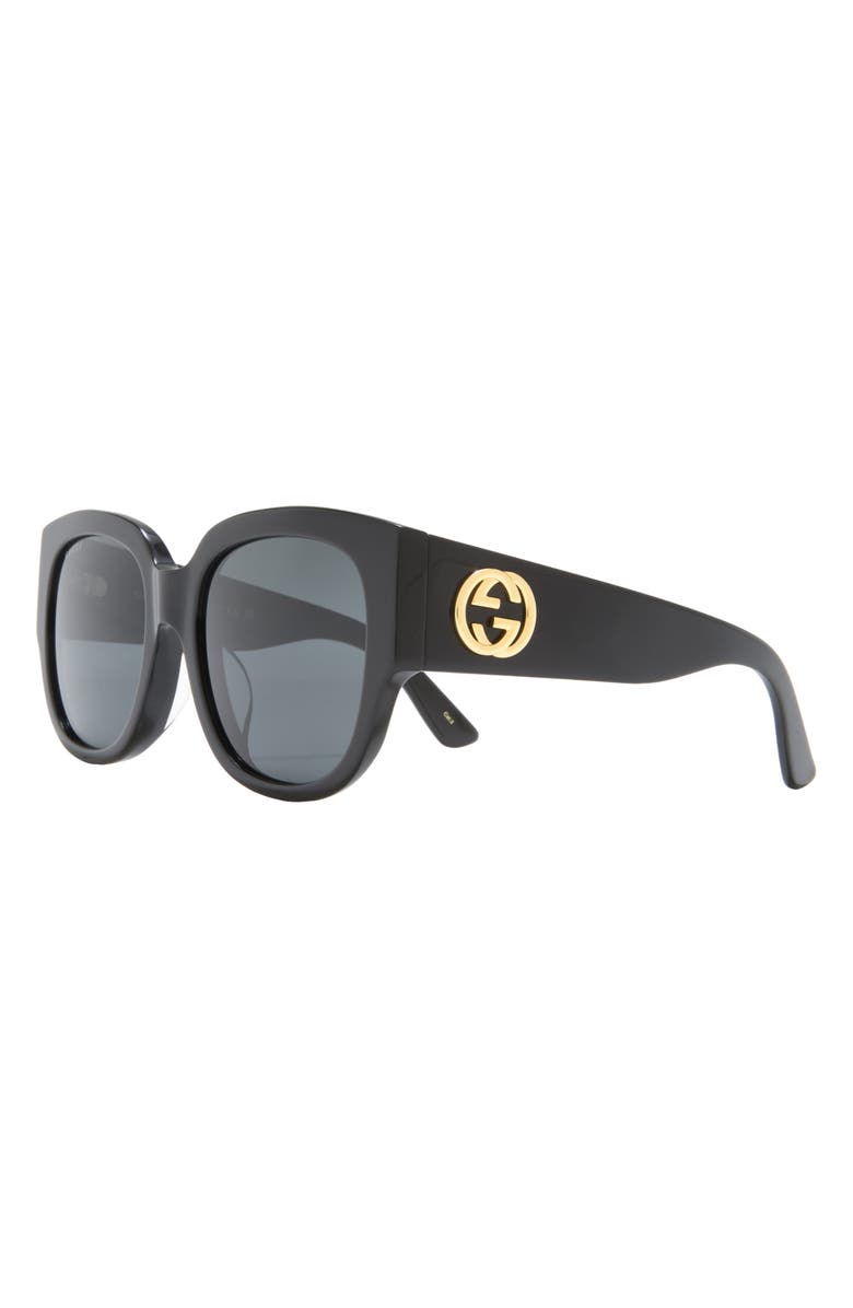 Gucci 55mm Square Sunglasses, Alternate, color, Black Black Grey