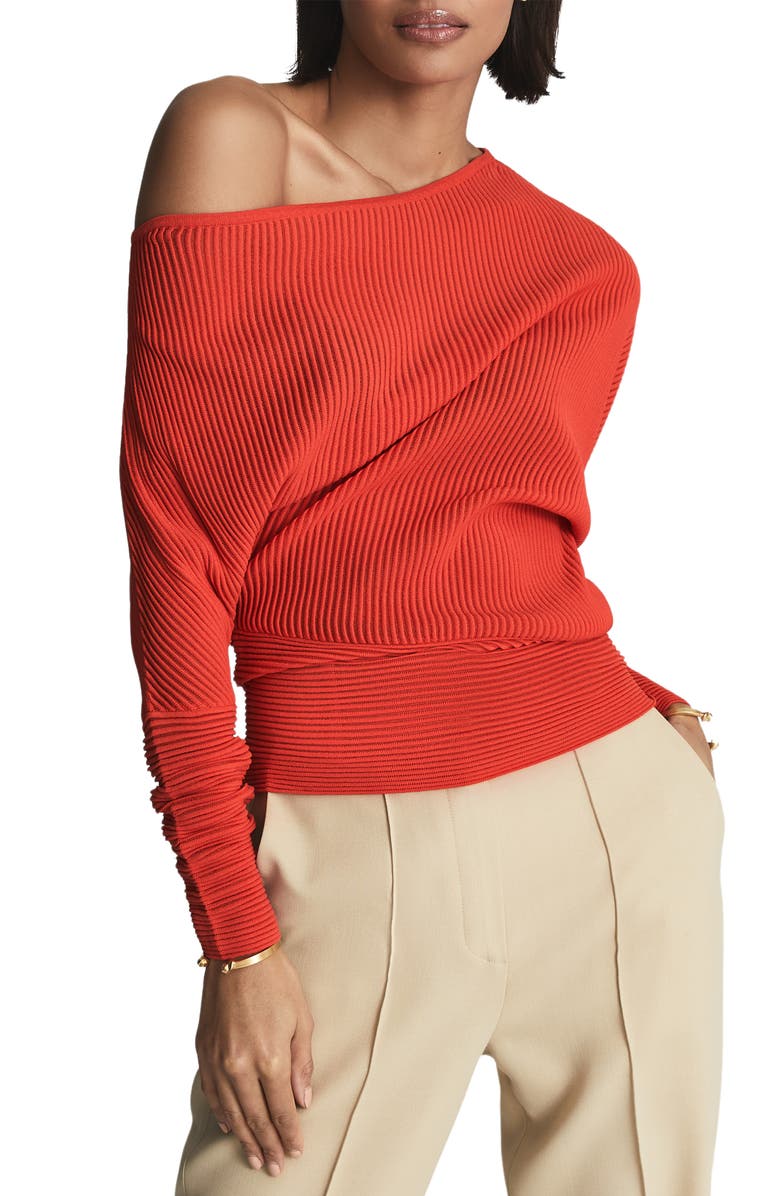 Reiss Angie Rib One-Shoulder Sweater, Main, color, 