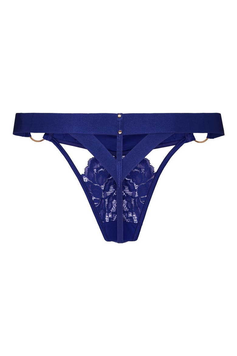 Emmeline Lace Strappy Thong, Alternate, color, CLEMATIS BLUE
