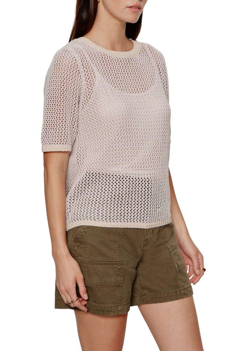 Open Stitch Short Sleeve Sweater, Alternate, color, PETAL PURPLE